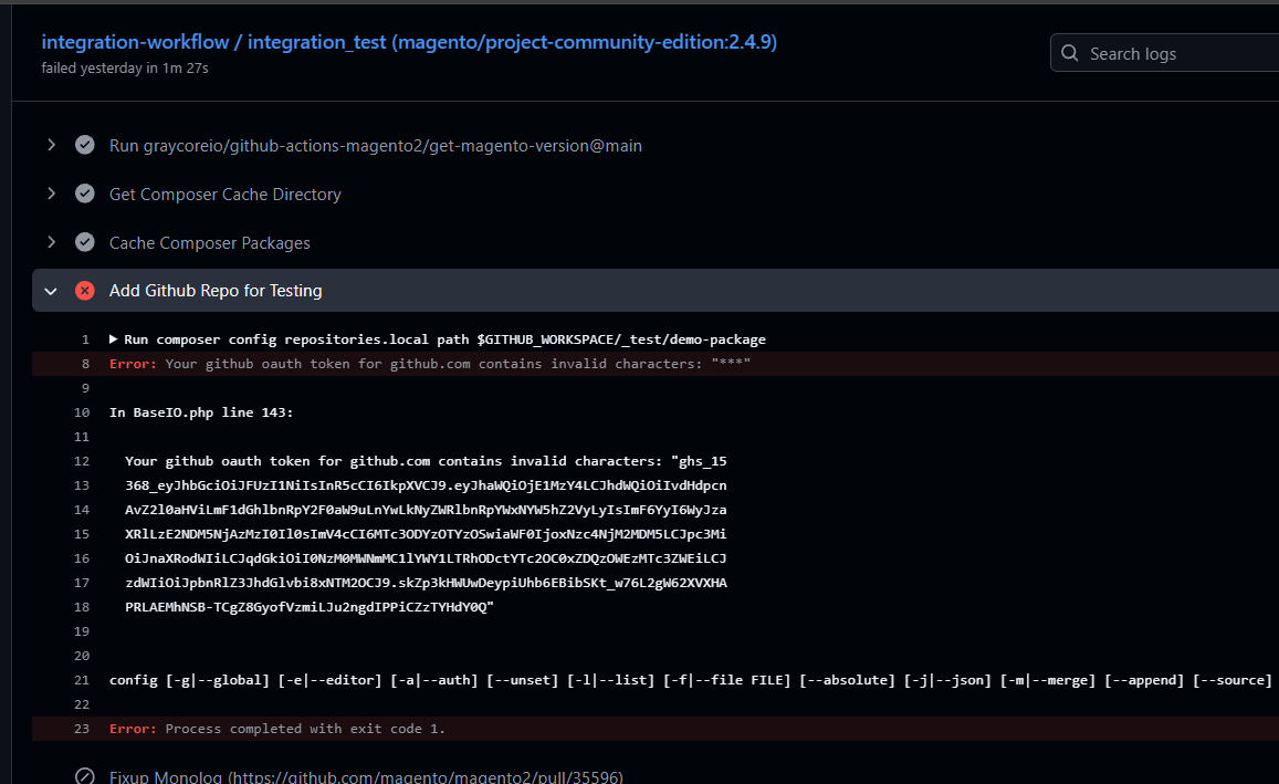 github-action-log